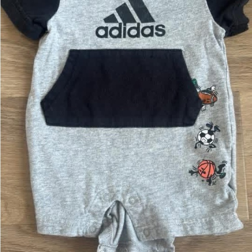 Adidas Kids Gray and Black Bodysuit
